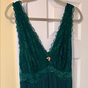 Plus Size Night Gown, Emerald Green Long Flowing
